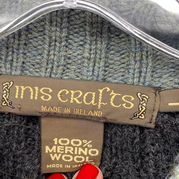 Inis Crafts Gray Full Zip made in Ireland sweater size L - Picture 7 of 13